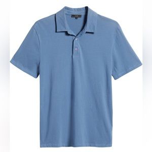 💜Firm Price💜 Vince regular fit garment dyed cotton polo shirt in smoke blue